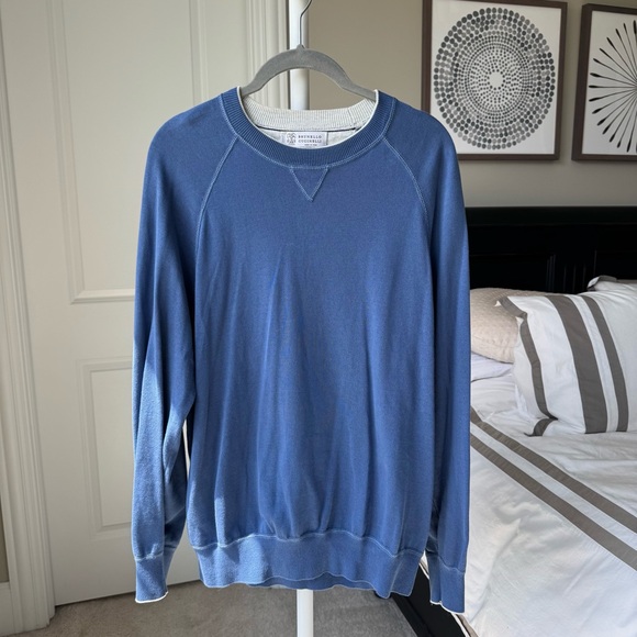 Brunello Cucinelli Contrast-Tipped Cotton-Jersey Sweatshirt - Picture 4 of 9